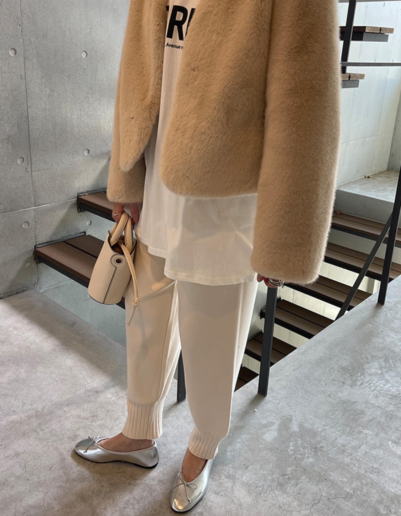 【25aw・再販】Rib-hem Knit Jogger Pants_Ivory・Beige