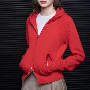 フーディーデザインポケットニットトップス ・21071 フーディーデザインポケットニットトップス ・21071