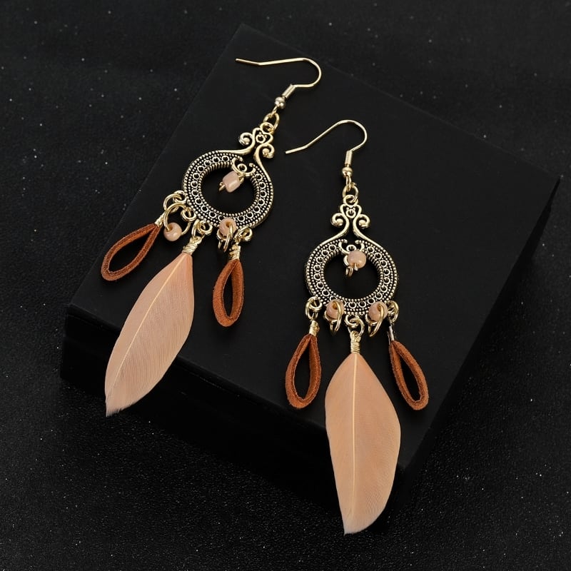 フックピアス アンティーク風 ボヘミアン 揺れる 民族風ピアス