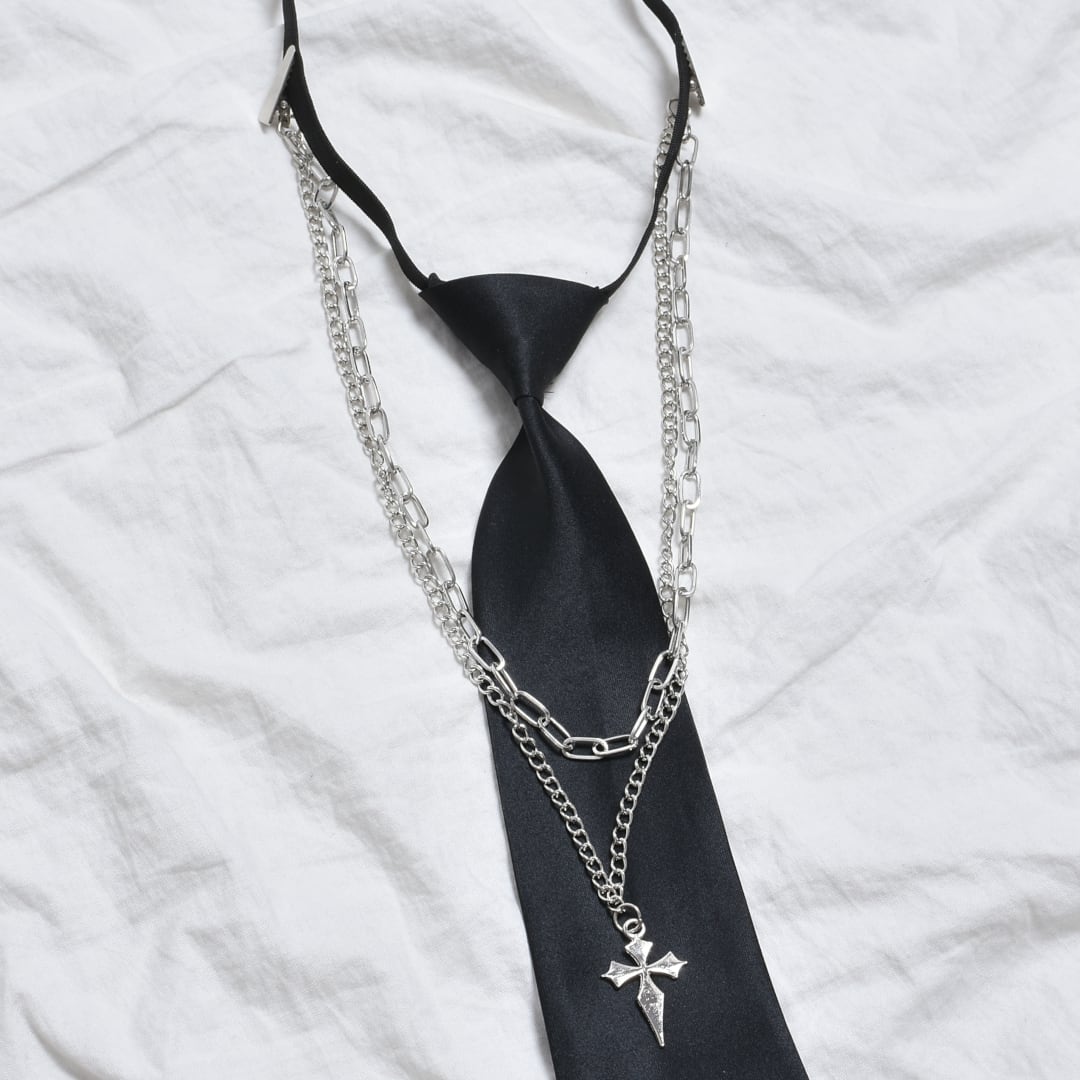 2点セット】ネクタイ×ネックレスセット(サブカルロゴ刺繍