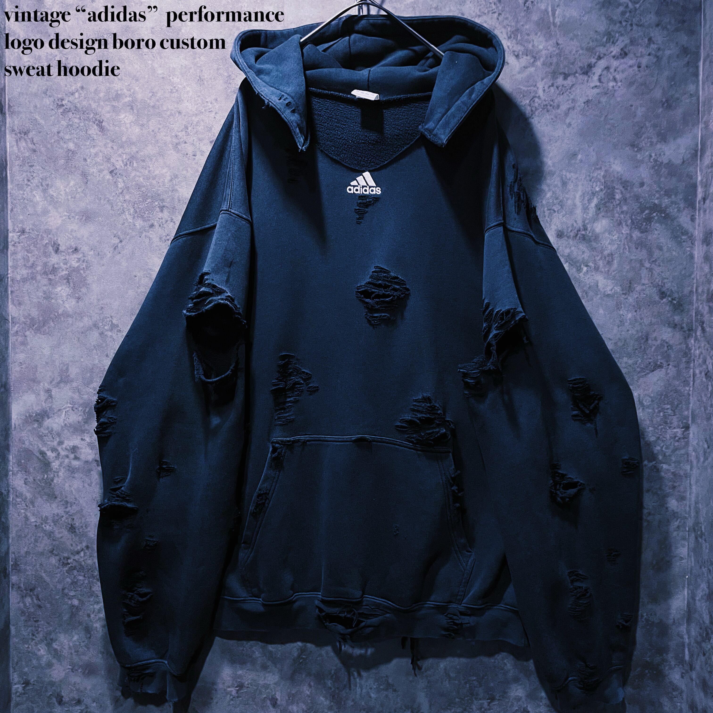 old“adidas”フェード“墨黒”4XO“boro sweat adidas Shoulderless Hoodie x Avavav | Charcoal | SVD USA