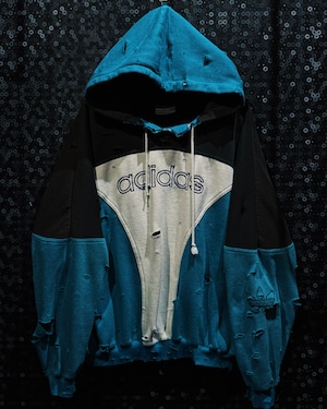 【ÆIEM】original “boro” re:make adidas Three-Tone Panel Destroyed Hoodie