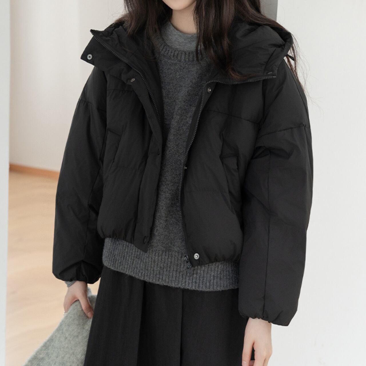 ショートパファーフードジャケット CO3499