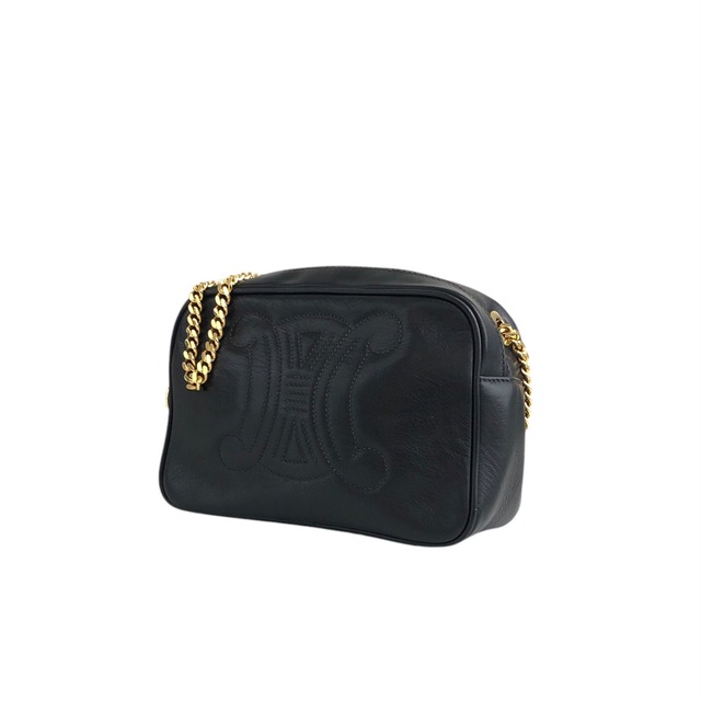 CELINE セリーヌ ショルダーバッグ ブラック トリオンフ レザー チェーンショルダー vintage ヴィンテージ オールド n8k45k