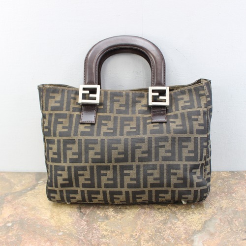 .FENDI ZUCCA PATTERNED NYLON LEATHER HAND BAG/フェンディズッカ柄ナイロンレザーハンドバッグ 2000000066974