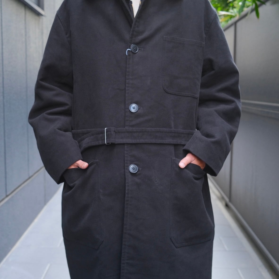 COMOLI(コモリ) / モールスキンミリタリーコート-BLACK-(C03-04012