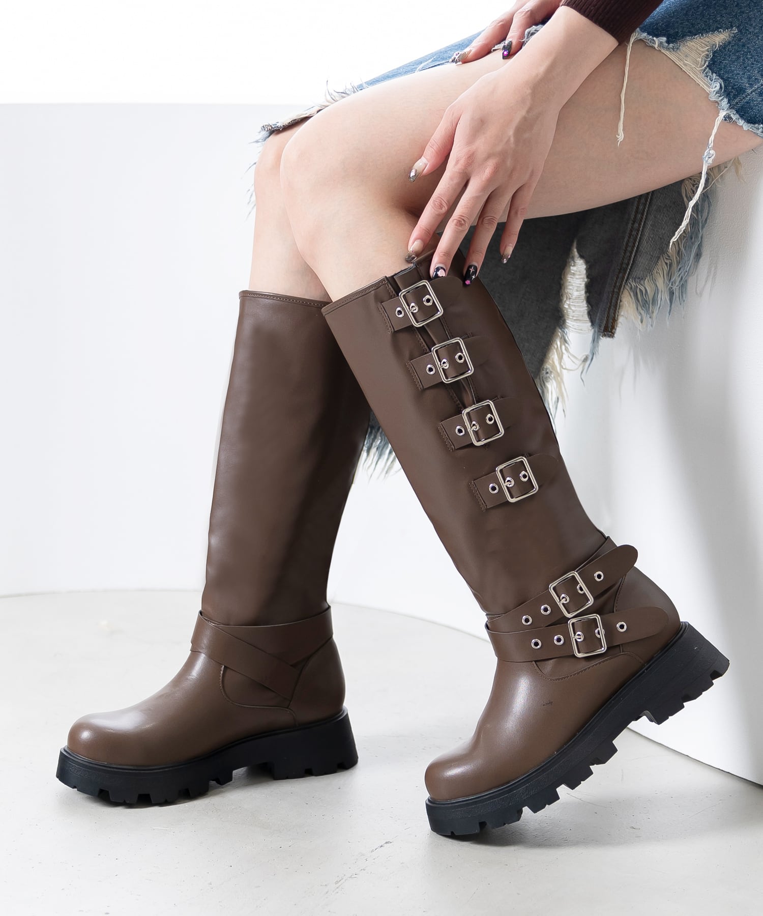 ベルトデザインバイカーブーツ(313-1646)[510A] | attagirl