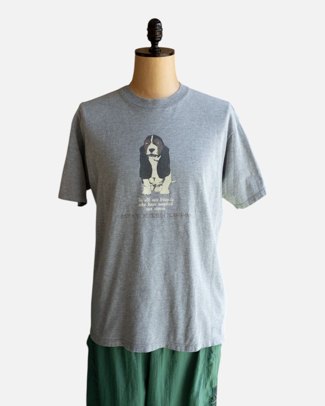 【古着】バセットハウンド　グレーT