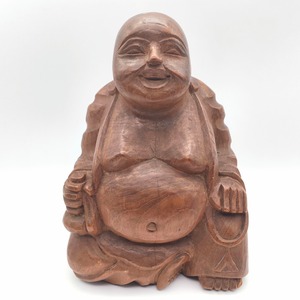 七福神・布袋尊・木彫り・縁起物・招福・置物・インテリア・約26.5㎝・No.260603-07・梱包サイズ80