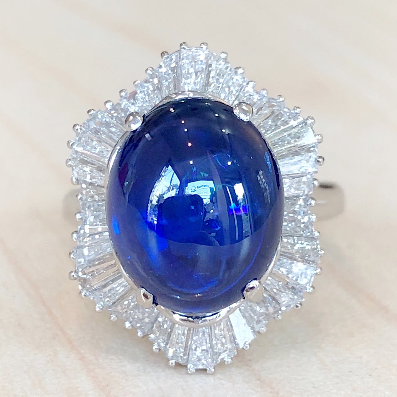 Pt900 高品質サファイアリング S0.45ct サイズ8号 4.5g やむなく
