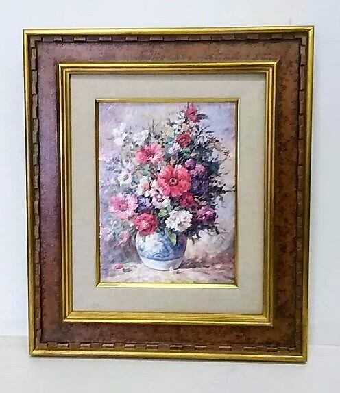 花」タテ 複製画 額縁外寸34.2x40.2x5.0㎝ 絵18.0x24.0㎝キャンバス