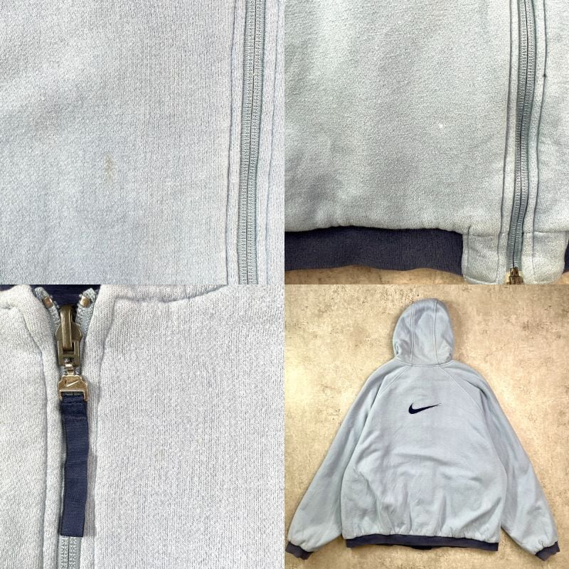 90sナイキ古着NIKEナイロンジャケット刺繍ロゴ淡グレードローコードDB479 bc12695cd2761436d55858d840efc6