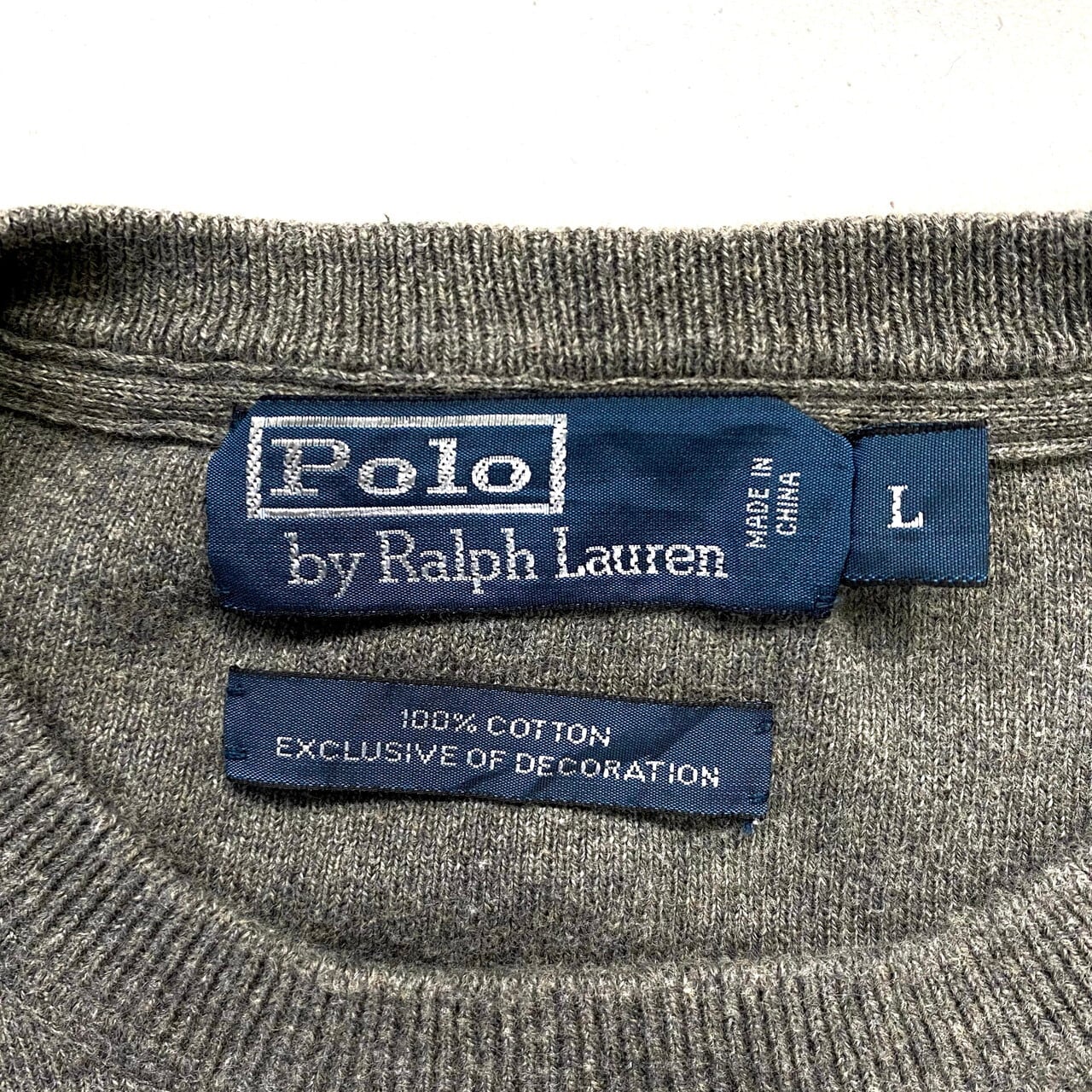 ポロ バイ ラルフローレン コットンニットセーター メンズL 前V