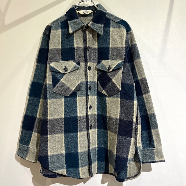 80s Woolrich Wool Check Shirts 80年代 ウールリッチ ウールチェックシャツ 青白 CPOシャツ