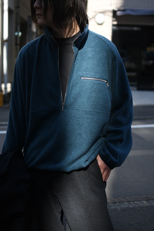 A.PRESSE / Vintage Silk Fleece Harf ZIP Jacket (Blue)