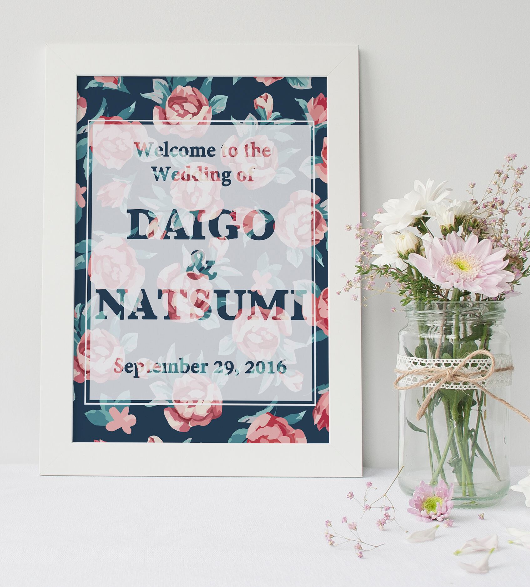 50%OFF!!【パフュームローズ】色・フォントカスタム可能♡オーダーメイドウェルカムボード│ウェルカムポスター ウェディングサイン 結婚式