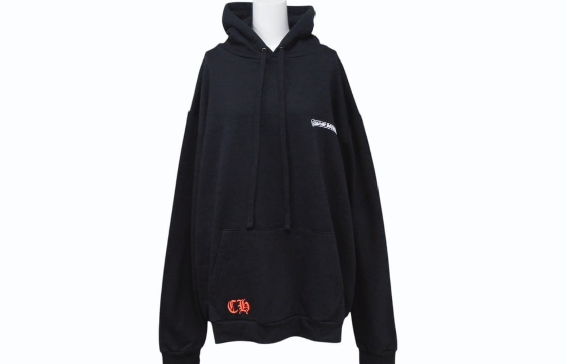 CHROME HEARTS クロムハーツ セントバース限定バックホースシュープリントパーカー ブラック ホワイト レッド