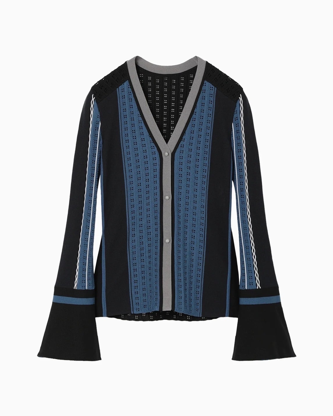 Mame Kurogouchi】 Geometric Pattern Knitted Cardigan