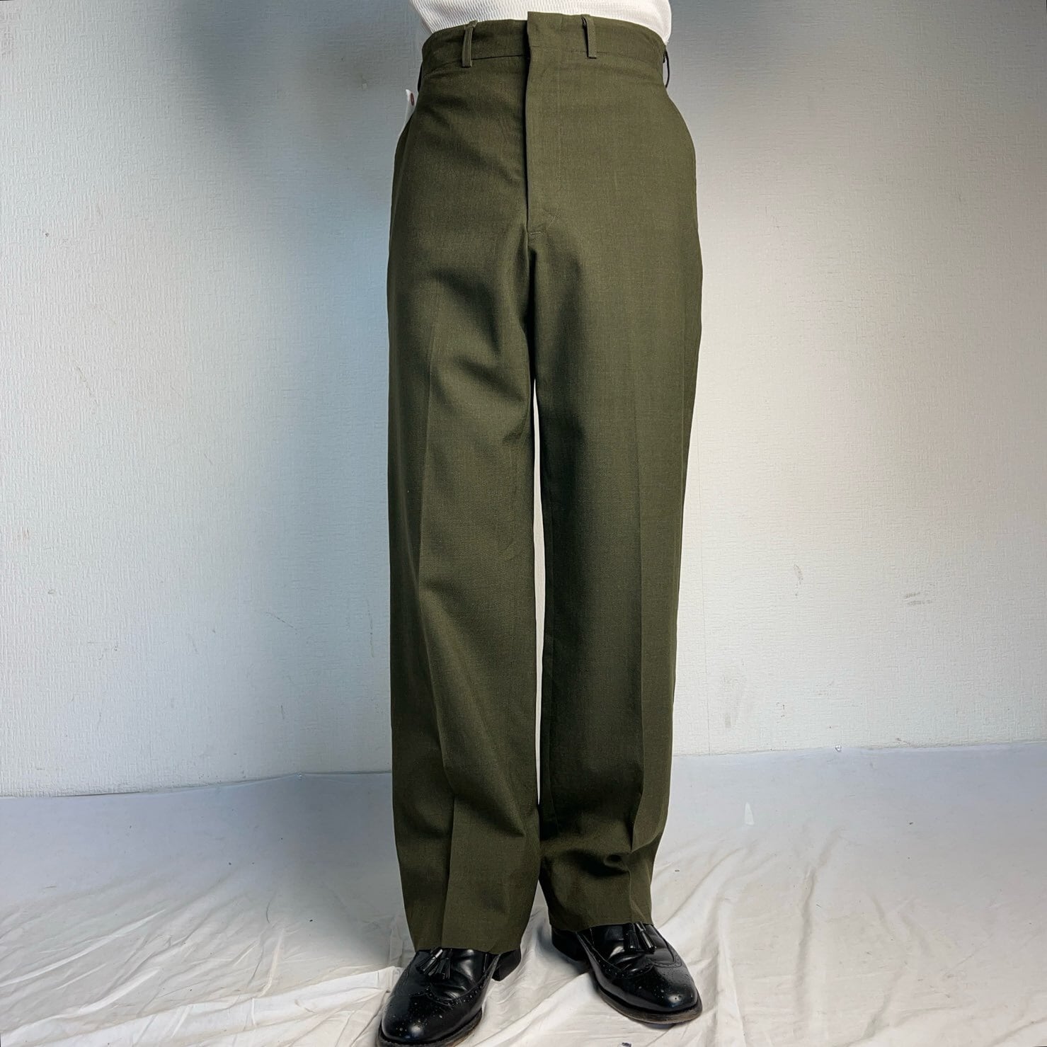 1970's U.S.MILITALY WOOL SLACKS TROPICAL GREEN W30 70年代 米軍