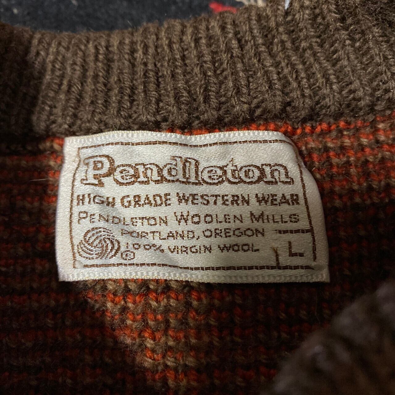 70年代 ペンドルトン ネイティブ柄 ウールニットセーター メンズM 古着