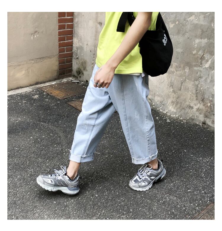 全1色 デニム パンツ ワイド カジュアル 無地 おしゃれ