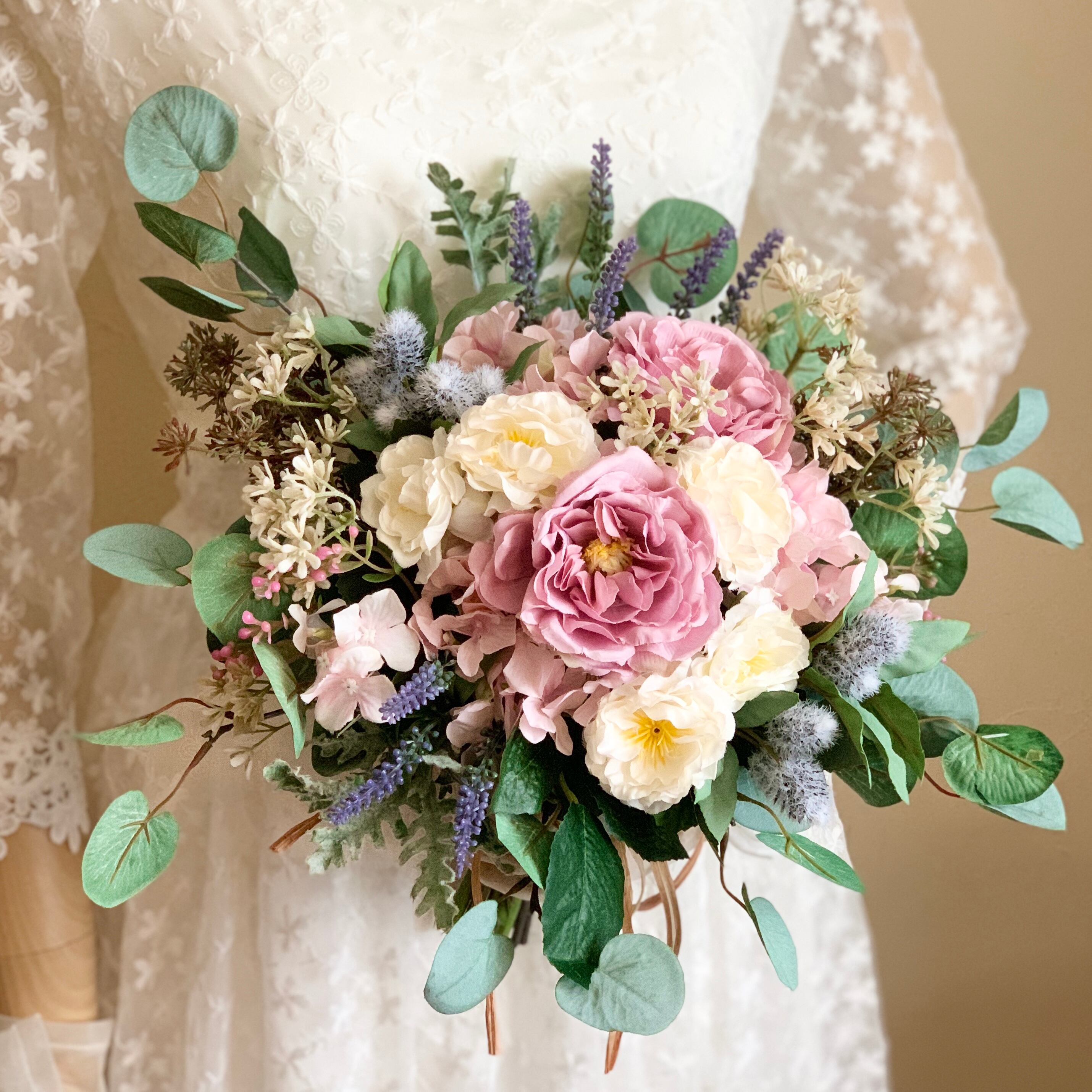 SALE♡ナチュラルクラッチ　ウェディングブーケセット モーヴローズナチュラルクラッチブーケセット☆ | ウエディング
