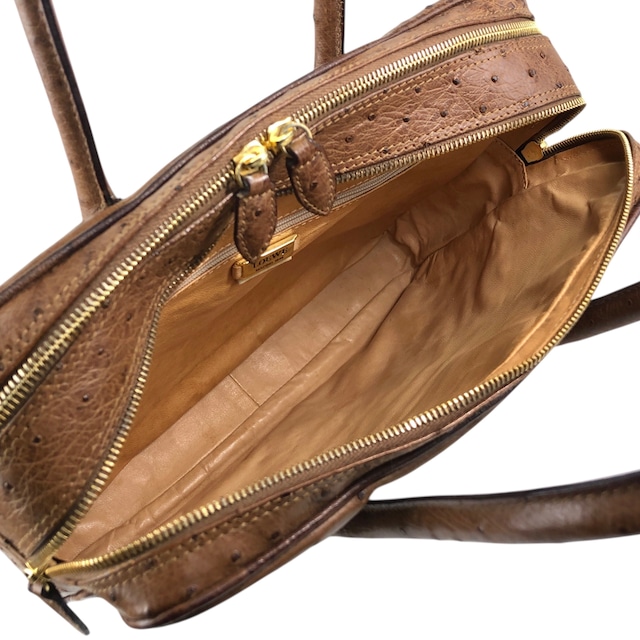 LOEWE ロエベ ハンドバッグ ブラウン アナグラム オーストリッチ vintage ヴィンテージ オールド pztb8z