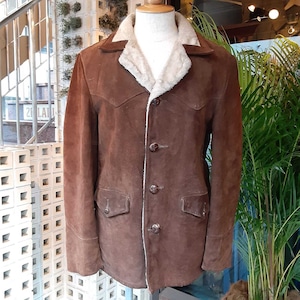 60~70's "Schott" suede open collar coat / 60~70年代 "ショット" スエード オープンカラー コート