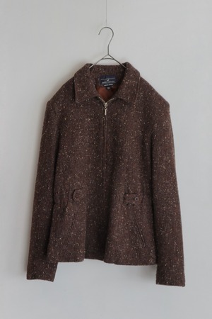 Euro brown nep wool zip-up jacket