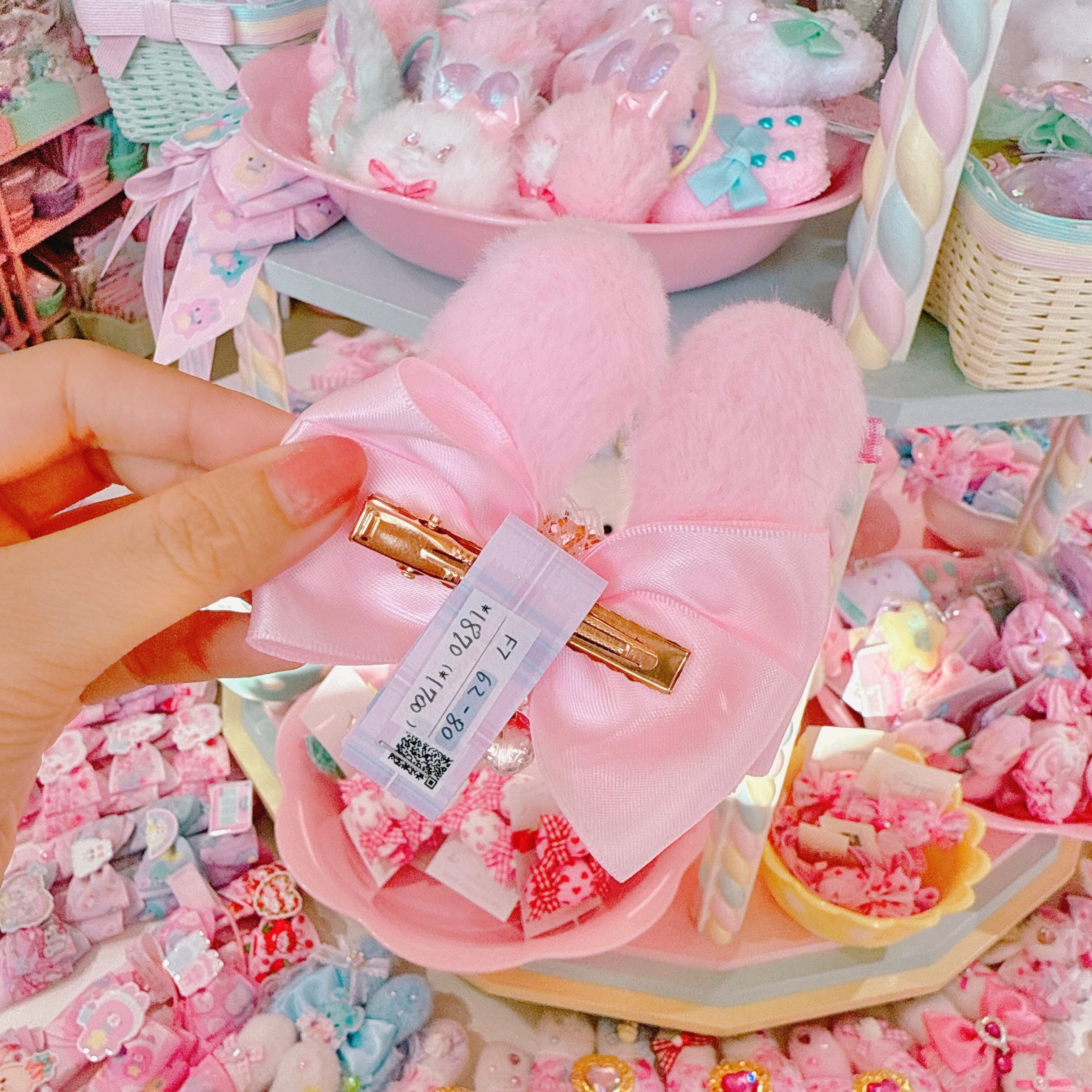 【F7】62-80うさ耳リボンヘアクリップ