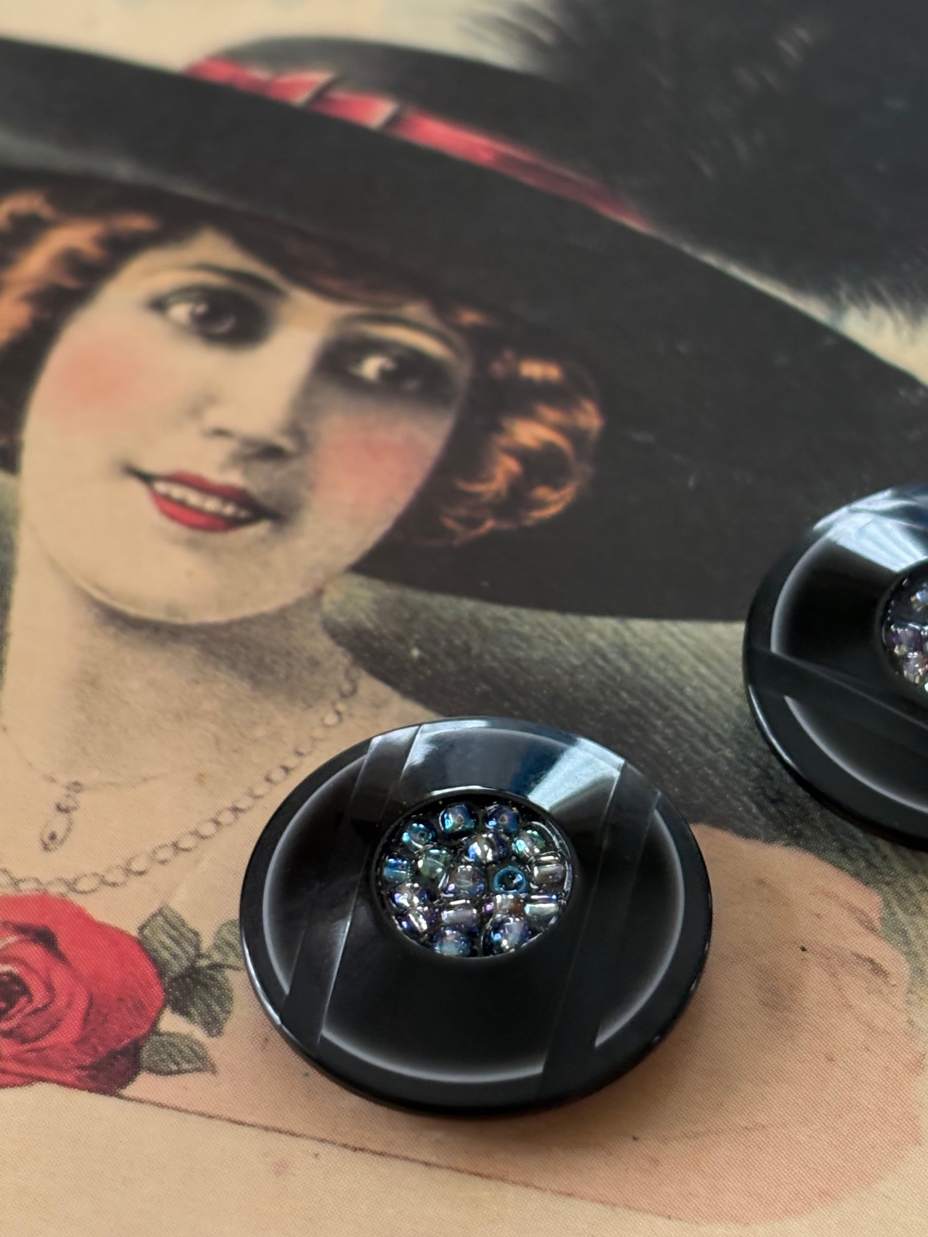 22mm Japanese Vintage ボタン ビーズ シック アクセサリーパーツ 装飾材 カルトナージュ