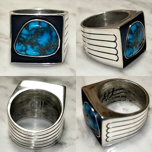 navajo Herman Vandever bisbee turquoise silver box ring