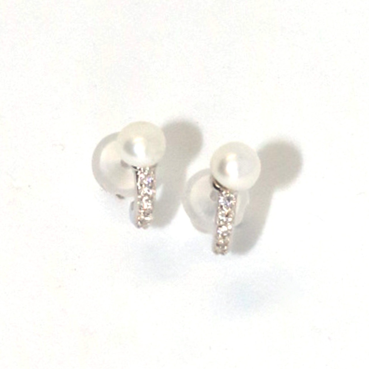 シルバー パール＆キラキラ ピアス simple silver series mm1054