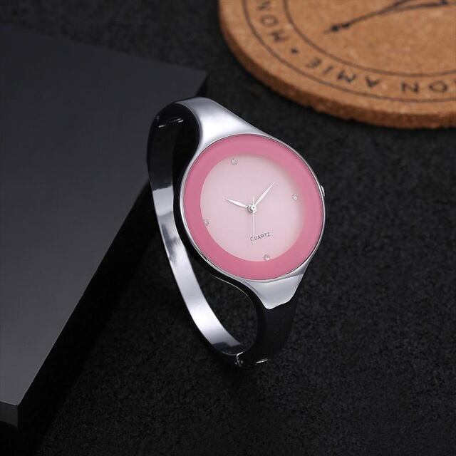 女性の高級時計ブランドスタイルステンレス鋼バングル時計クォーツシンプルなカジュアルRelojes女性Saatiラインストーンの腕時計 Pink |  braverybase powered by BASE