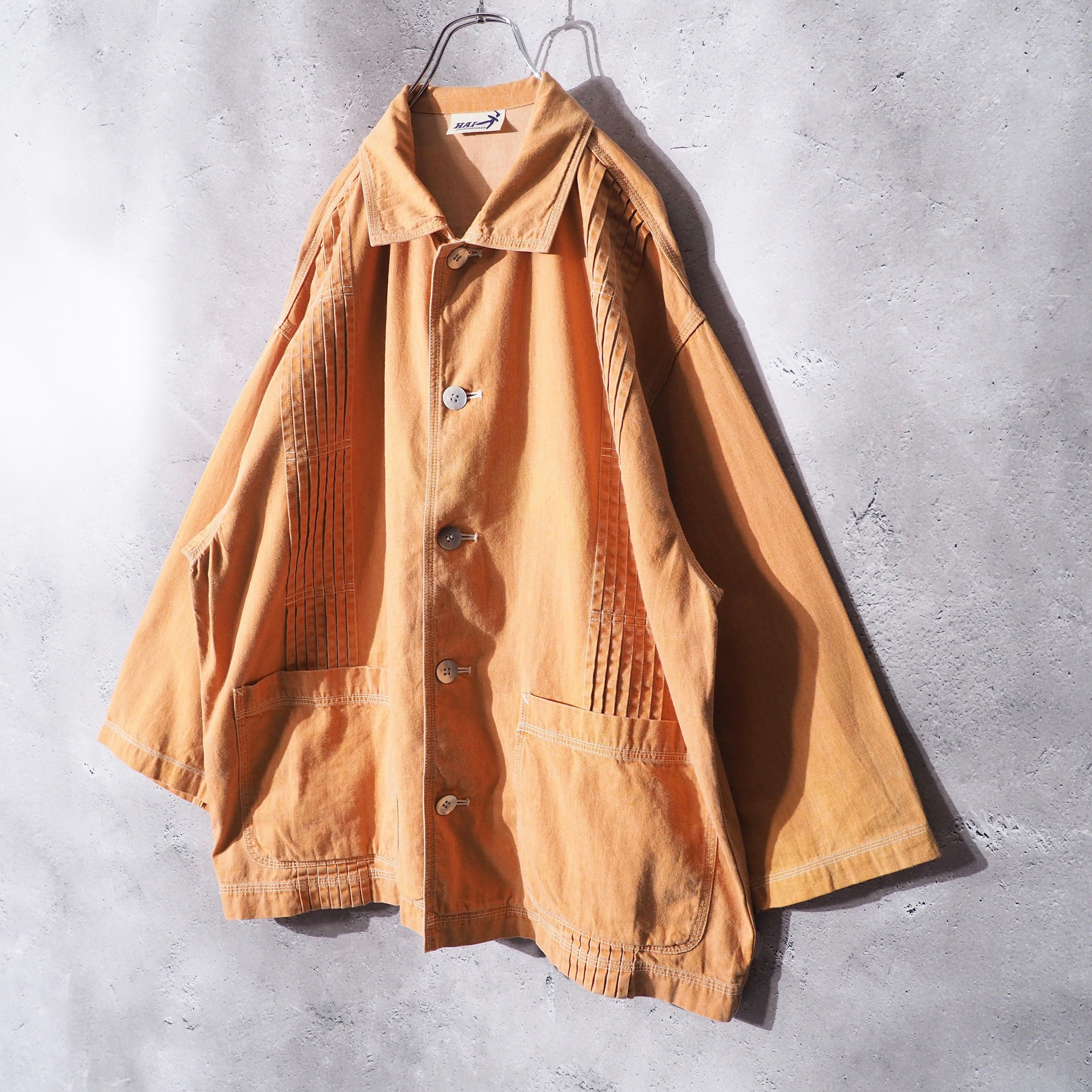 1990s " HAI SPORTING GEAR - ISSEY MIYAKE " Orange Pleats Design Vintage Loose Jacket