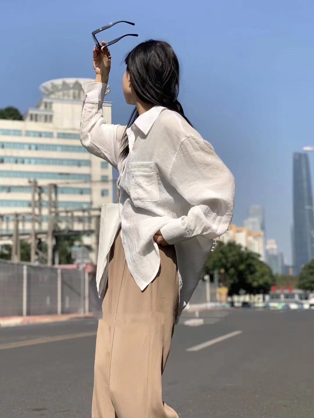 シワ加工　オーバーサイズシャツ　AJ2206-606