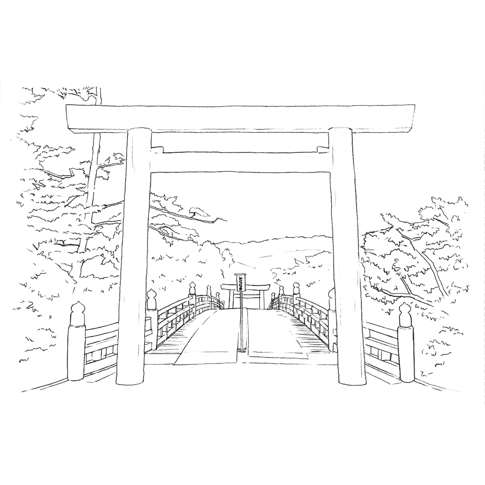 大人のぬり絵はがき　三重楽彩　伊勢神宮（内宮）