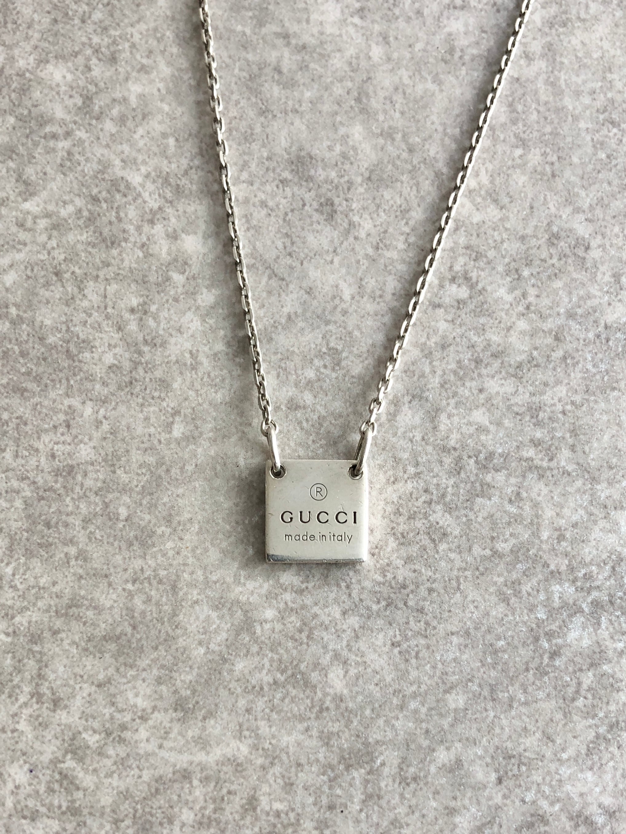GUCCI グッチ ネックレス シルバー スクエア ロゴ 925 vintage