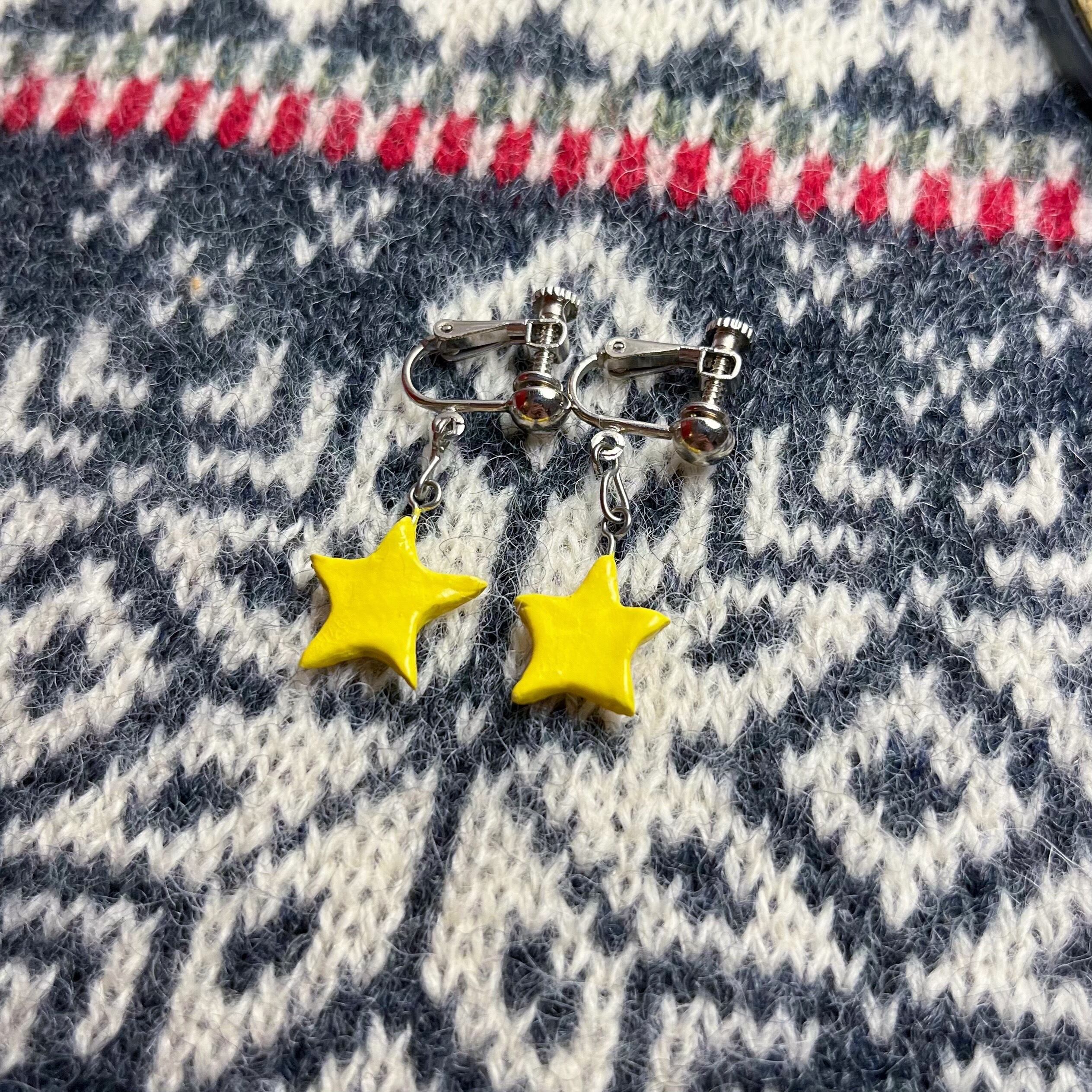 yellow paint star earring