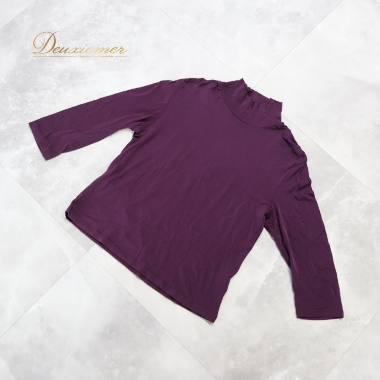 レディース トクコプルミエヴォル TOKUKO 1er VOL トップス ブラウス パープル系 無地 シンプル 伸縮 ストレッチ 日本製 ハイネック タートルネック 上品 カジュアル 普段着 かわいい レディースファッション