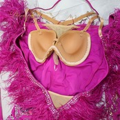 社交ダンス 衣装 The ONE ザワン スタンダードドレス ドレス ワンピース スタンダード フロート レース ファー フリル デモ 競技 ダンス パーティ 発表会 ピンク系 鮮やか 豪華 高級感 フォーマル ダンスイベント 競技会 衣装デザイン フェザー