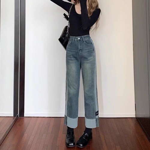 デニムパンツ ハイウエスト レディース ボトムス サイドライン 美脚 大きいサイズ オールシーズン デザイン かわいい カジュアル ybh1988