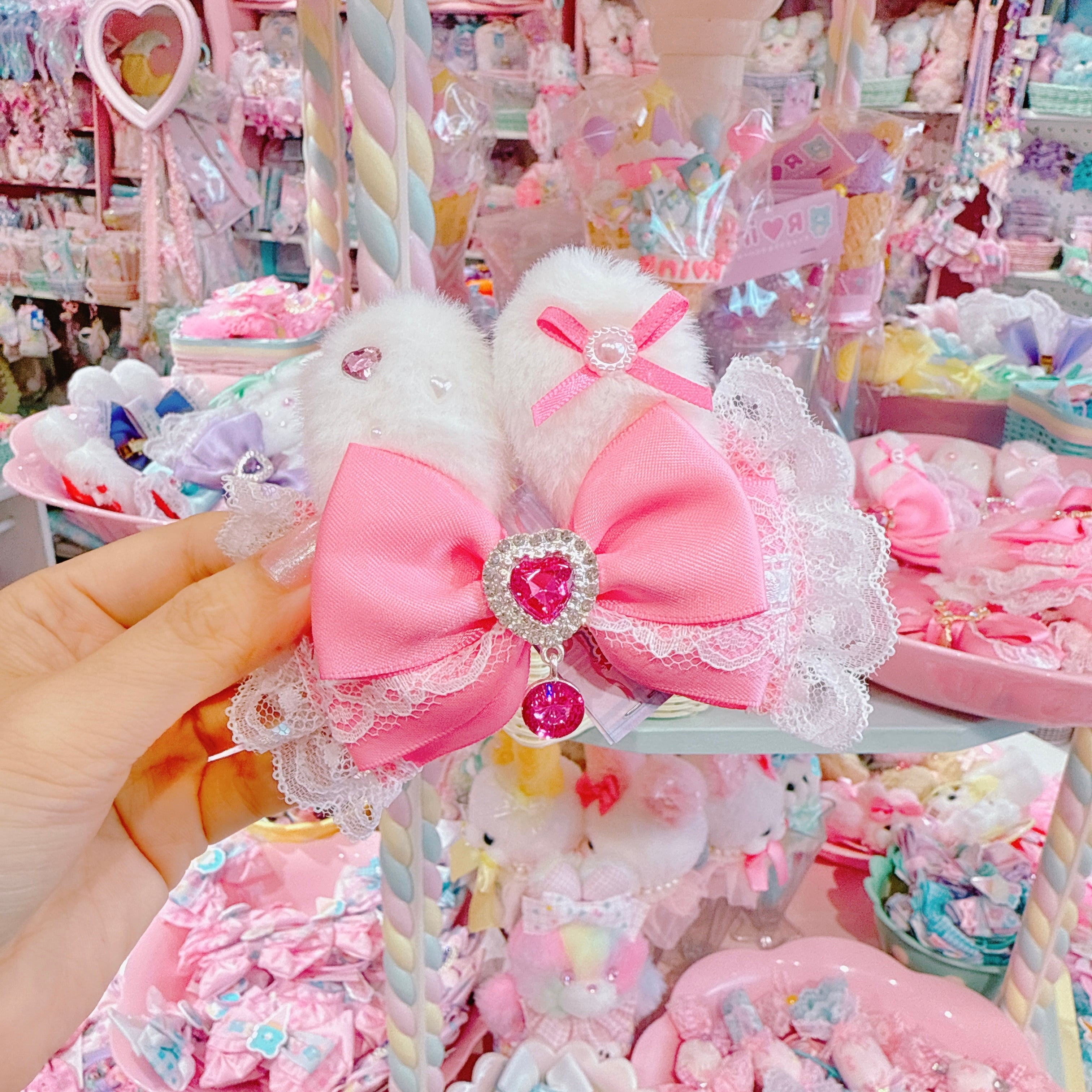 【F7】59-49うさ耳リボンヘアクリップ