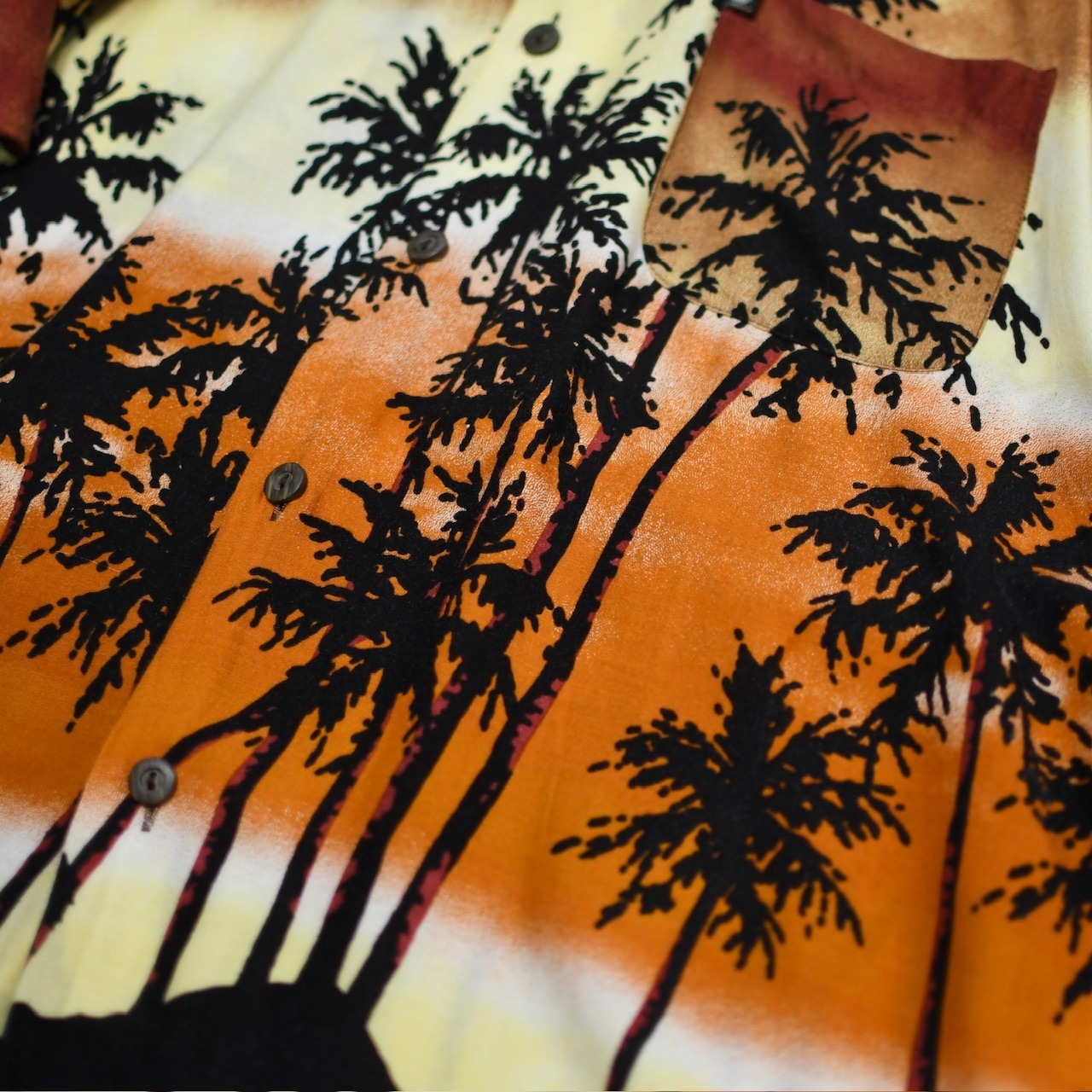 sunset pattern rayon aloha shirt