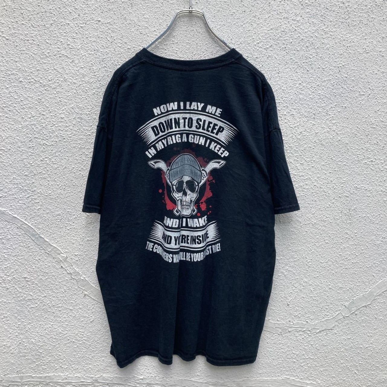GILDAN 半袖 プリント Tシャツ XL ブラック スカル 骸骨 ギルダン