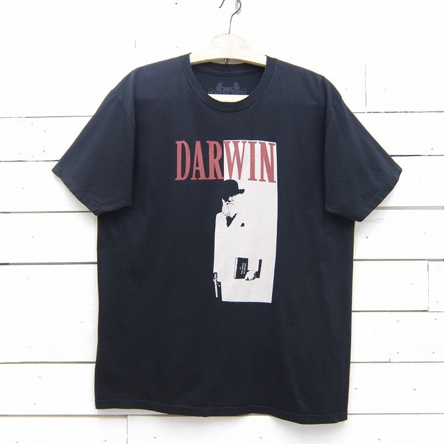 HEADLINE SHIRTS DARWIN チャールズ ダーウィン プリントTシャツ 進化論 ブラック メンズ Lサイズ