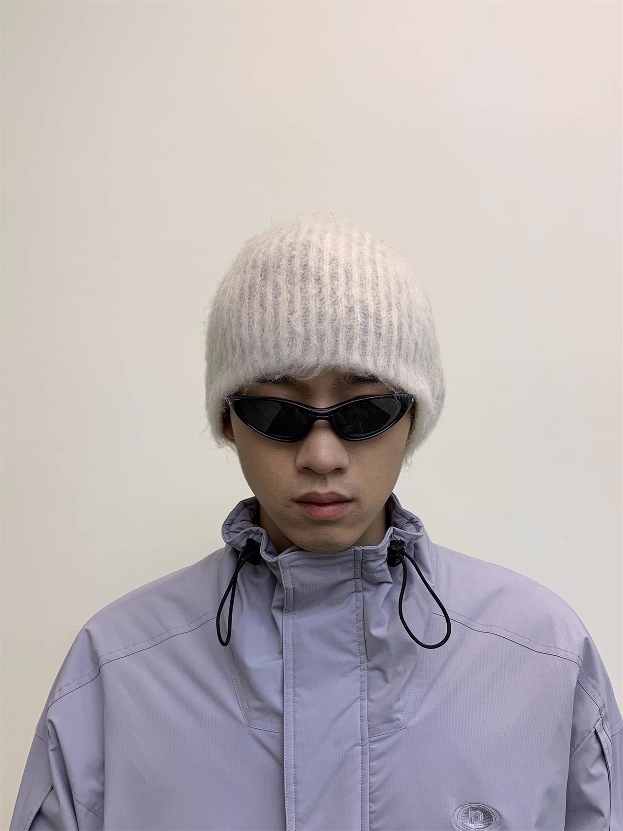 NeverSeez Mohair Mixed Stripe Knit Beanie