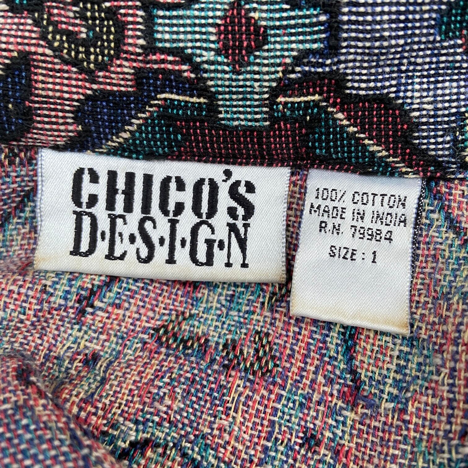 chico's design 花柄 総柄 ゴブラン コットンジャケット レディースL