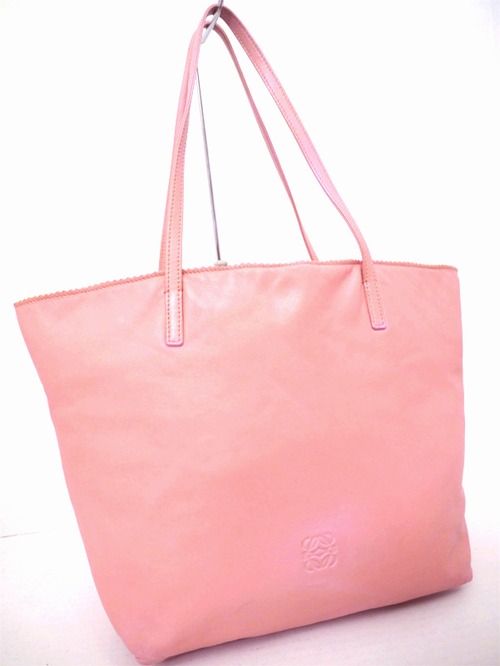 美品◆LOEWE ロエベ ALA アラ A4対応 アナグラム ナッパ レザー トート ハンド バッグ ピンク◆ 使い勝手の良いミニトート型の定番モデル♪