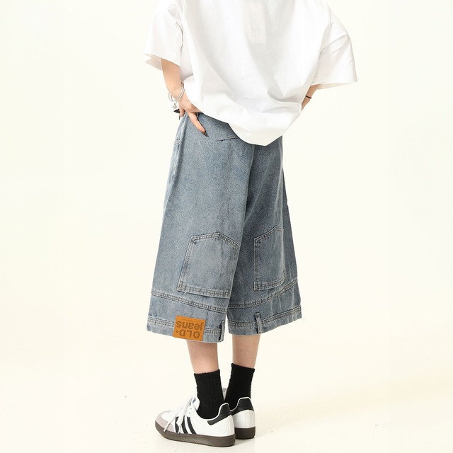 アップサイドダウンワイドクロップドデニムパンツ 2col   R00325